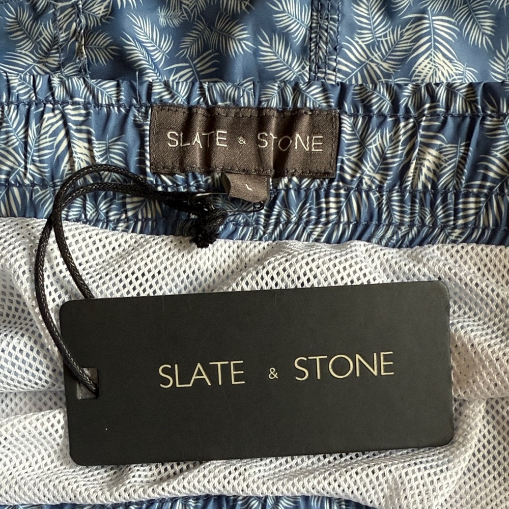 Slate & Stone Blue Floral Swim Trunks - Picture 2 of 4